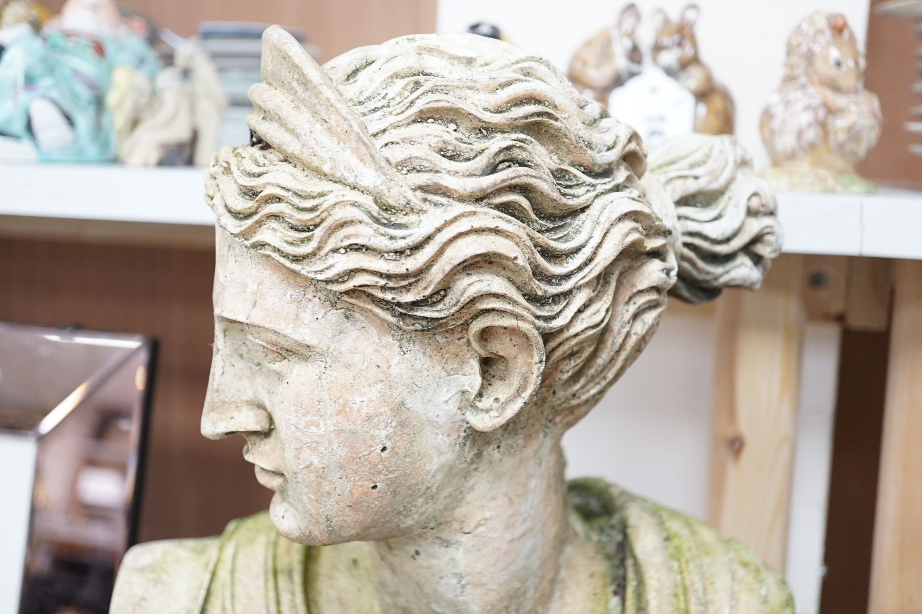A composition stone portrait bust, Diana, 53cm.